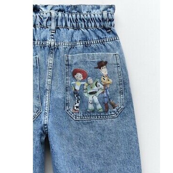 Zara x Disney Toy‎ Story Paperbag High Waisted Jeans Size 12 - Picture 3 of 15